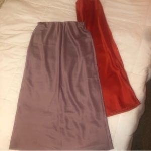 Purple and red satin skirts (sold as pair)